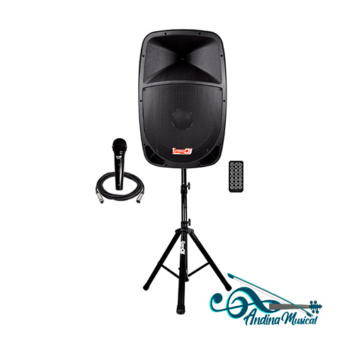 COMBO CABINA ACTIVA + BASE + MIC. PRO DJ PB15E-MP3 SYS 15 X 120 W