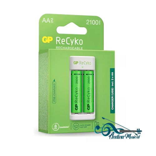 CARGADOR GP E211 BLANCO CON 2 PILAS AA