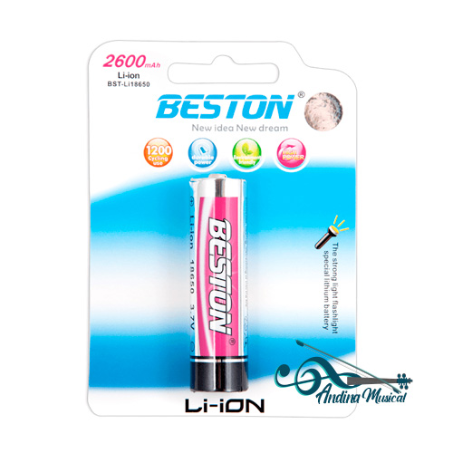 BATERIA BESTON LITHIUM RECARGABLE BST-LI18650-137V DE 2600 mAh  X UND