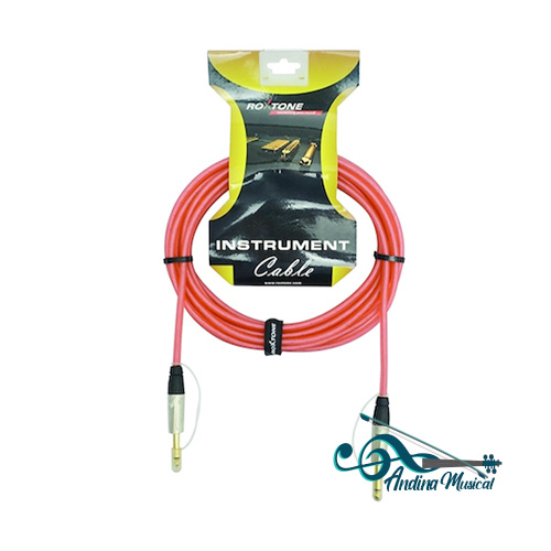 CABLE ROXTONE PARA INSTRUMENTO PLUGS DORADOS 1 PUNTA EN L DE 6MTS TGJJ110L6 ROJO