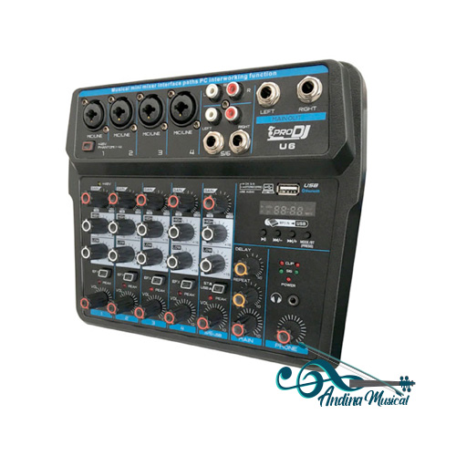 MEZCLADOR ANALOGO 4 ENTRDAS HIBRIDAS PRO DJ U6