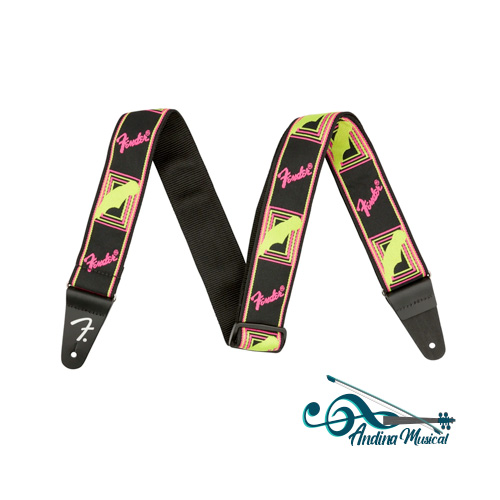 CORREA FENDER NEON MONOGRAMA ROSADO/AMARILLO