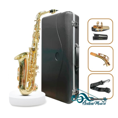 SAXOFON ALTO LUJOV JBAS-200L DORADO CON ESTUCHE Y ACCESORIOS